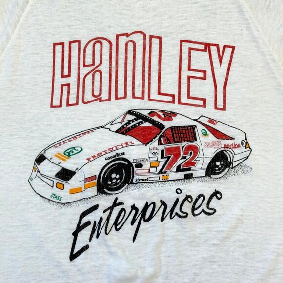 Rare Vintage 80's Hanley Enterprises Racing Ringer Single Stitch T-Shirt - Small - Picture 3 of 9